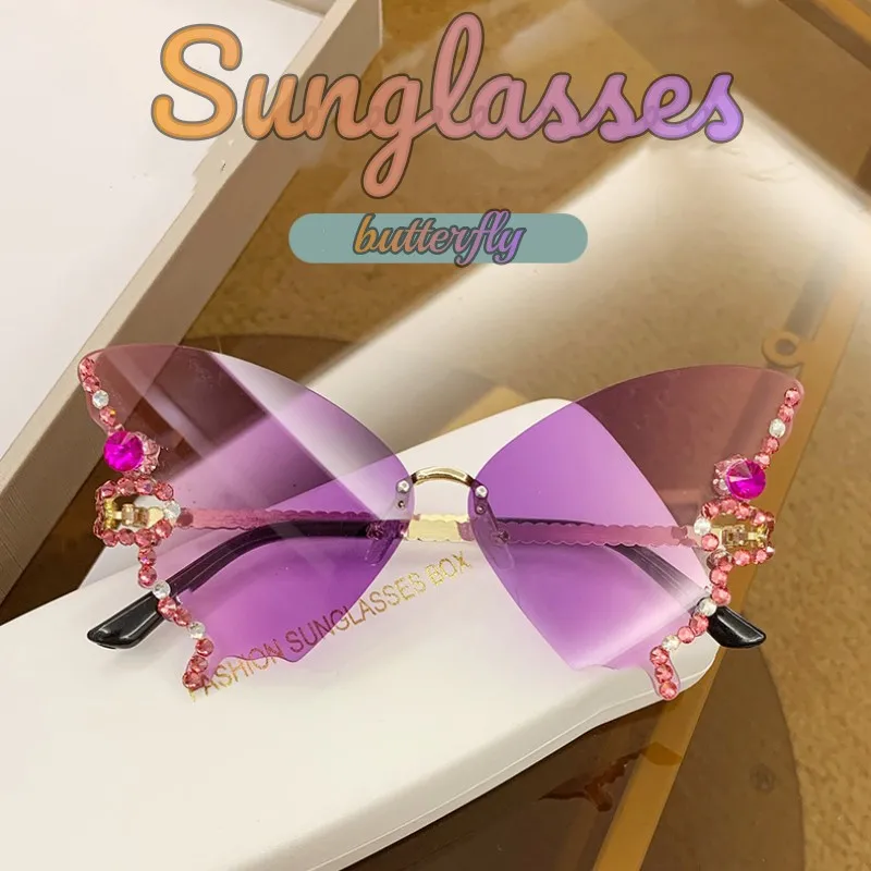Luxury Diamond Butterfly Sunglasses Women Brand Vintage Rimless Oversized Sun Glasses Ladies Anti-UV400 Eyewear Gafas De Sol
Luxury Diamond Butterfly Sunglasses Women Brand Vintage Rimless Oversized Sun Glasses Ladies Anti-UV400 Eyewear Gafas De Sol