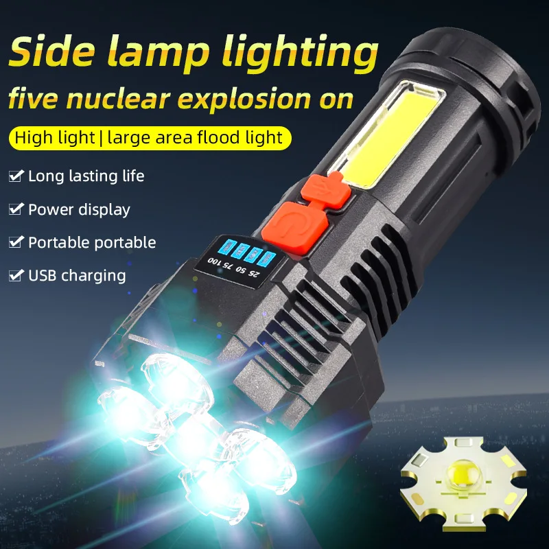 New 5-Core Flashlight Charging Ultra-Bright Outdoor Household Portable 5-Head LED Waterproof Long-Range Light Patrol Flashlight
New 5-Core Flashlight Charging Ultra-Bright Outdoor Household Portable 5-Head LED Waterproof Long-Range Light Patrol Flashlight