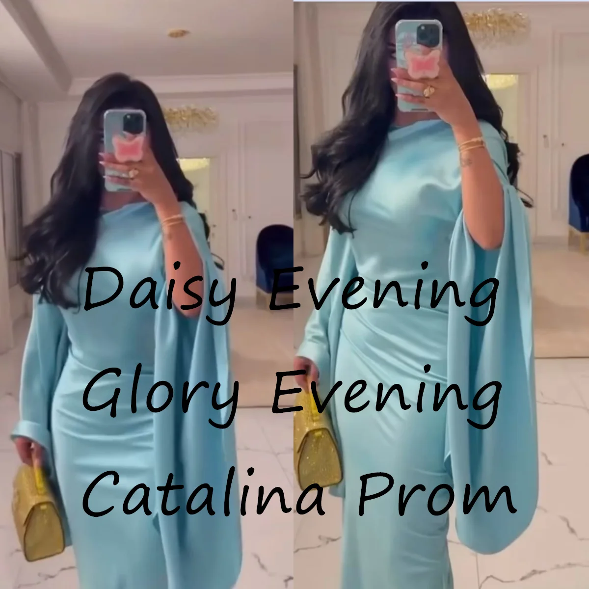 Blue Elegant Evening Dresses Party Gowns O Neck فساتين السهرة Floor Length Satin Flare Sleeve Prom Dress Blue Robe de soirée
Blue Elegant Evening Dresses Party Gowns O Neck فساتين السهرة Floor Length Satin Flare Sleeve Prom Dress Blue Robe de soirée