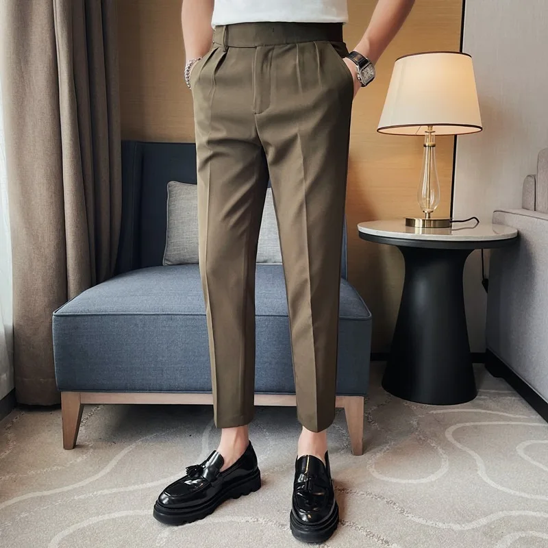 

2024 Summer Thin Casual Men's Suit Pants High-quality Versatile Slim Business Formal Pant Office Social Wedding Groom Trousers