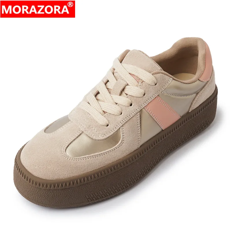 

MORAZORA Size 34-40 New Suede Leather Women Sneakers Lace Up Spring Summer Ladies Casual Shoes Fashion Platform Flats