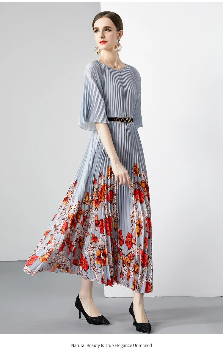 فستان نسائي طويل صيفي جديد من Miyake