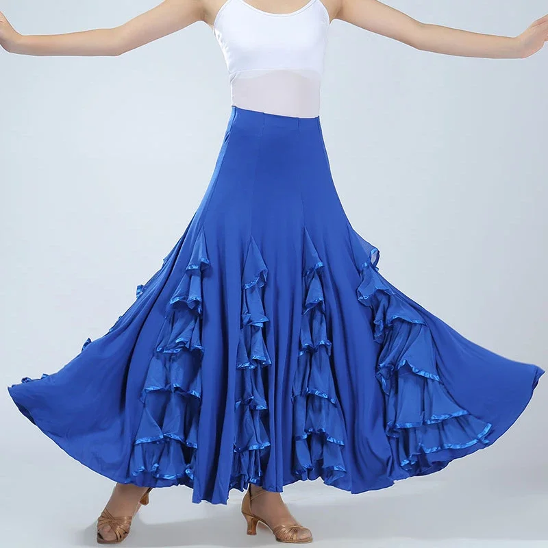 Women Modern Dance Wear Skirt Long Ruffle Ballroom Skirts Standard Flamenco Dance Costume Spanish Flamenco Dress Waltz Skirt
Women Modern Dance Wear Skirt Long Ruffle Ballroom Skirts Standard Flamenco Dance Costume Spanish Flamenco Dress Waltz Skirt