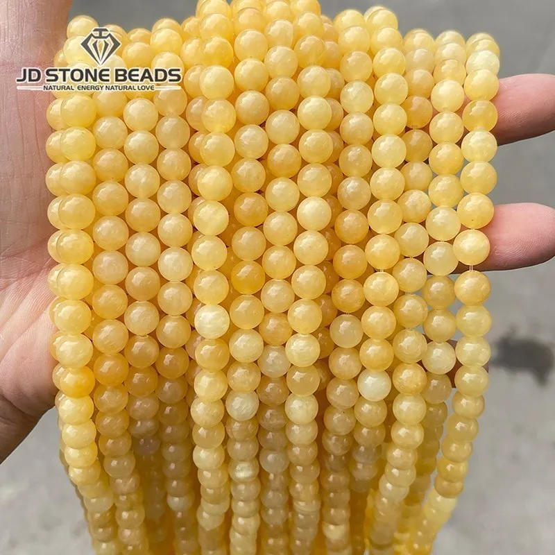 

5A Natural Stone Yellow Jade Beads 6 8mm Round Loose Spacer Beads For Jewelry Making Bracelet Necklace Handmade Accessory 15"