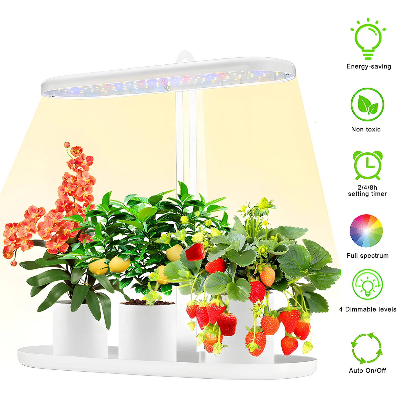 

10W LED Grow Light 2/4/8H Auto On/Off Timer 4-Level Dimmable Height Adjustable Full Spectrum Grow Light Ideal for Plant Lighting