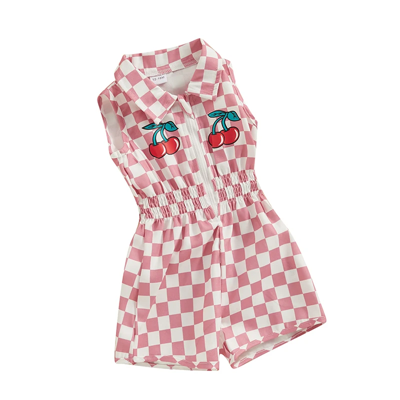 Kid Girls Jumpsuit, Sleeveless Cherry Plaid Print Zipper Closure Romper Clothes for Casual Daily
Kid Girls Jumpsuit, Sleeveless Cherry Plaid Print Zipper Closure Romper Clothes for Casual Daily