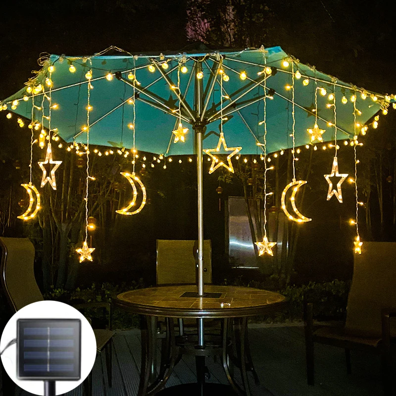 LED Solar Curtain Lamp 3.5m Star Moon Snowflake Garland Holiday Strip Light Outdoor Fairy Eid Christmas Window Holiday Decor
LED Solar Curtain Lamp 3.5m Star Moon Snowflake Garland Holiday Strip Light Outdoor Fairy Eid Christmas Window Holiday Decor