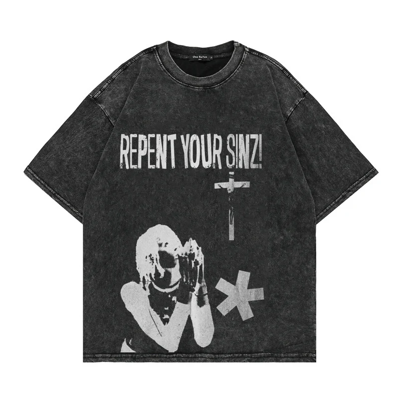 Men's Oversized T-Shirt, Printed Short Sleeve T-Shirt, Fashion Cotton Graphic T Shirt, Summer Tops, Hip Hop, Repent Your Sinz Le
Men's Oversized T-Shirt, Printed Short Sleeve T-Shirt, Fashion Cotton Graphic T Shirt, Summer Tops, Hip Hop, Repent Your Sinz Le