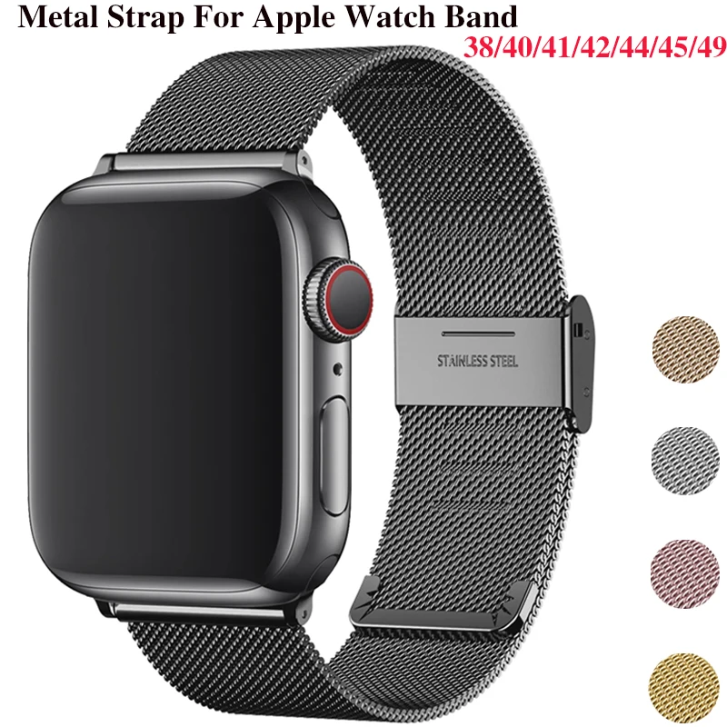 

Metal Strap For Apple Watch Band Ultra 2 49mm 9 8 7 45mm 41mm Stainless Steel Wristband iWatch 6 5 4 3 SE 44mm 42mm 40mm 38mm