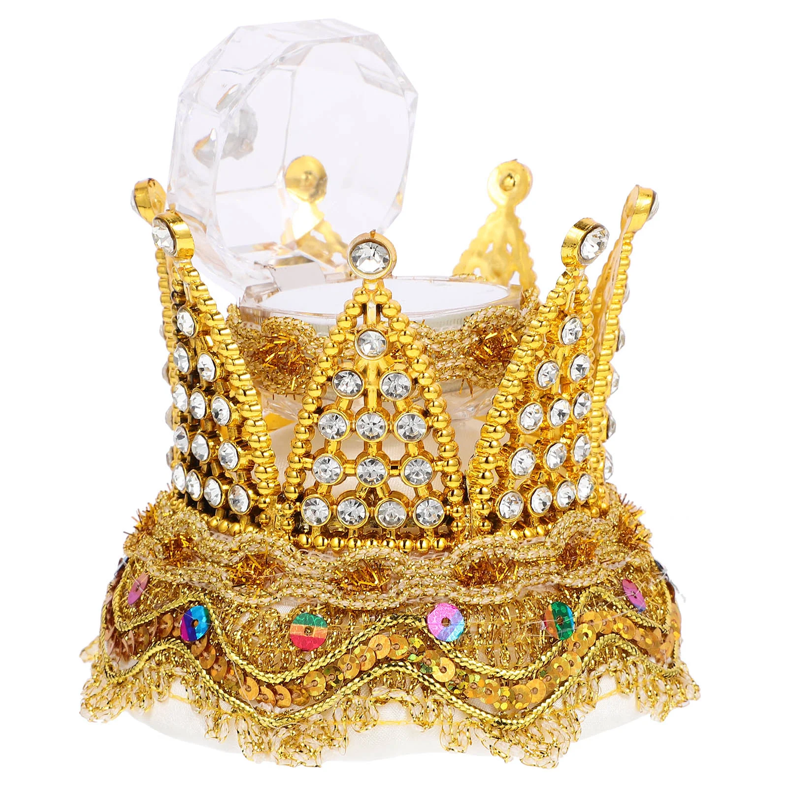Crown Trinket Box Vintage Rhinestone Tiara Ring Box Hinged Crown Jewelry Presentation Storage Chest Holder
Crown Trinket Box Vintage Rhinestone Tiara Ring Box Hinged Crown Jewelry Presentation Storage Chest Holder
