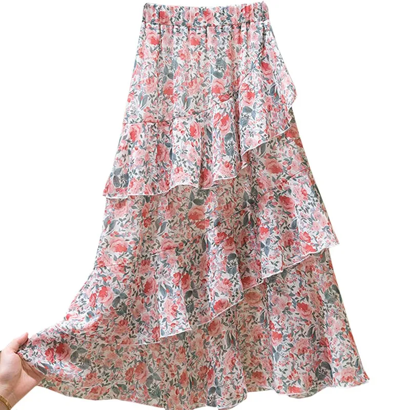 2022 Summer Fashion Beach Irregular Wild Floral Rose Skirts Chiffon Elastic Waist Harajuku Pink Casual Women Skirt
2022 Summer Fashion Beach Irregular Wild Floral Rose Skirts Chiffon Elastic Waist Harajuku Pink Casual Women Skirt