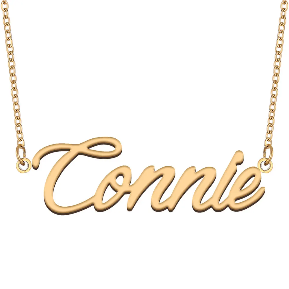 

Connie Name Necklace for Women Stainless Steel Jewelry Gold Color Nameplate Pendants Collares Para Mujer Letters Choker