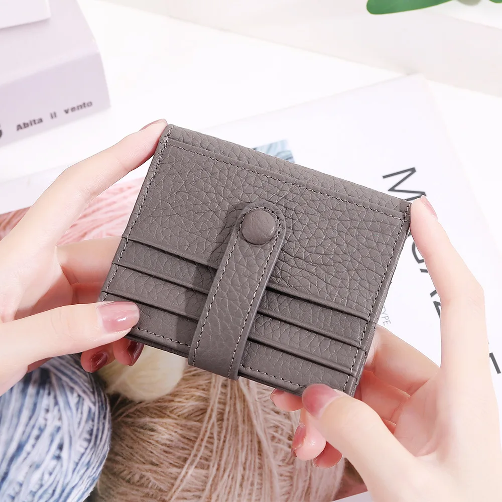 

Fashion Women Genuine Leather Wallet Coin Purses Short Credit Card Holder Ins Style Multi Slot Small Card Cover Mini Card Case