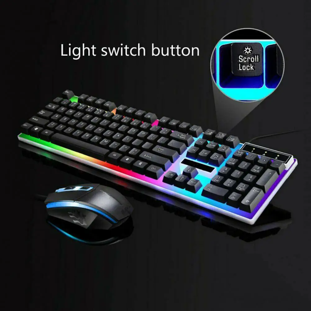 

1 Set G21 Wired Keyboard Mouse Combos Keyboard Sensitive Plug Play ABS RGB Backlight 1600dpi Mouse for Computer