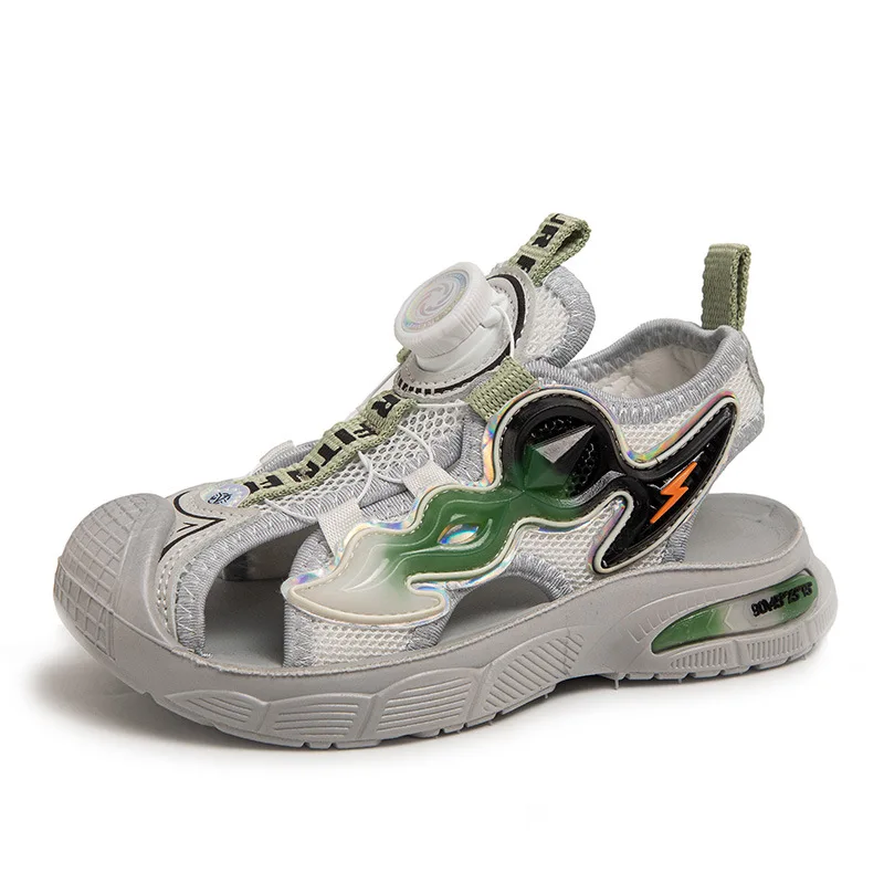 

Детские спортивные сандалии на липучке, пляжные кроссовки, нескользящая Удобная дышащая сетчатая повседневная обувь для мальчиков