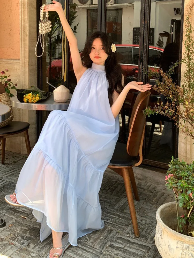 Women Fashion Blue Solid Color Bow Decor Lady Summer Sleeveless Dress Women Designer Chic A Line Vestidos Boutique Robes
Women Fashion Blue Solid Color Bow Decor Lady Summer Sleeveless Dress Women Designer Chic A Line Vestidos Boutique Robes