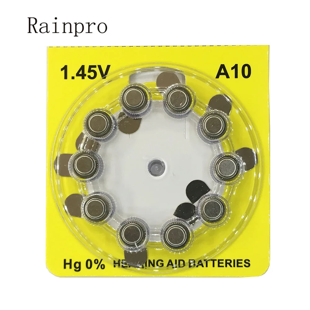 

50PCS/LOT A10 10 PR70 Zinc Air battery for inner-ear type Hearing Aid.