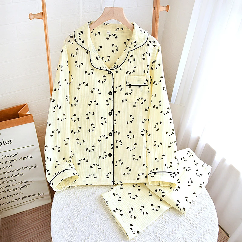 Winter Sleepwear For Sleeping Women Pajama Woman Pant Sets Pajamas Double Layers Cotton Crepe Gauze Cartoon Print Loungewear New
Winter Sleepwear For Sleeping Women Pajama Woman Pant Sets Pajamas Double Layers Cotton Crepe Gauze Cartoon Print Loungewear New