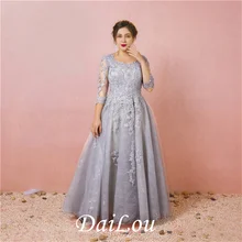 3/4 Length Sleeves Formal Gown Gray Robe De Soiree Plus Size Evening Dress Scoop Elegant Women Party Dresses
3/4 Length Sleeves Formal Gown Gray Robe De Soiree Plus Size Evening Dress Scoop Elegant Women Party Dresses