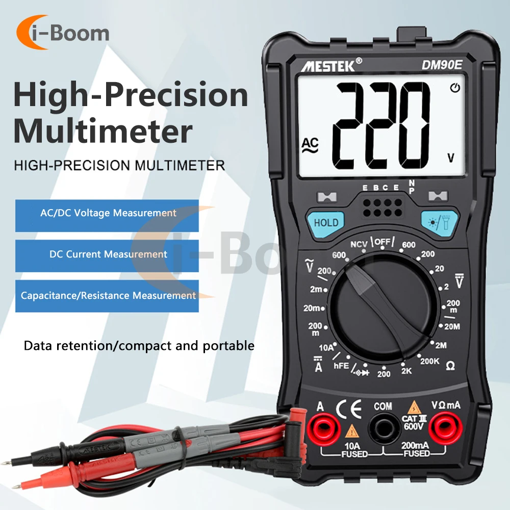 

DM90E Digital Display Multimeter AC/DC Ammeter Voltmeter Ohmmeter 1999 Count Electrical Instrumentation Multimeters