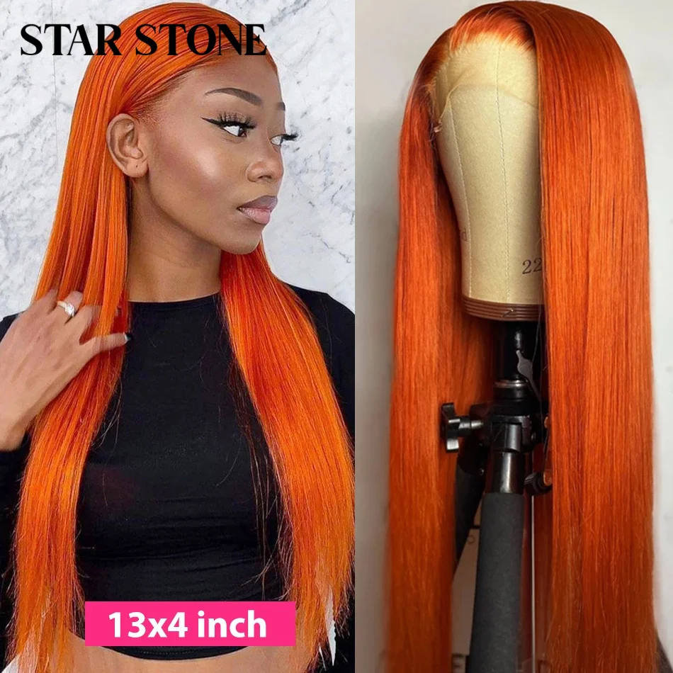 

32 34 Inch Ginger Orange Lace Front Blonde P4/27# 613# Red 99J# Pink Color Human Hair Wigs 180%Density Remy Hair Short Bob Wigs