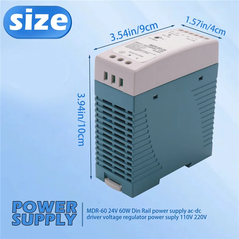 

MDR-60 24V 60W Din Rail power supply ac-dc driver voltage regulator power suply 110V 220V