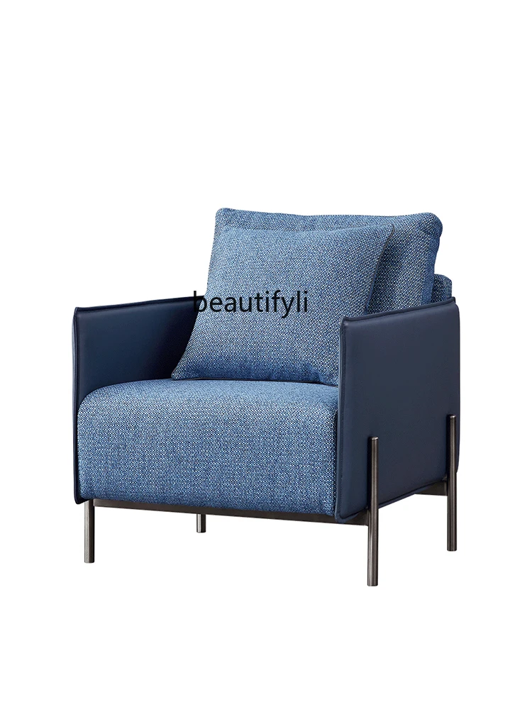 

Italian Fabric Leather Single-Seat Sofa Chair Modern Minimalist Study Chair Leisure Wingback Chair