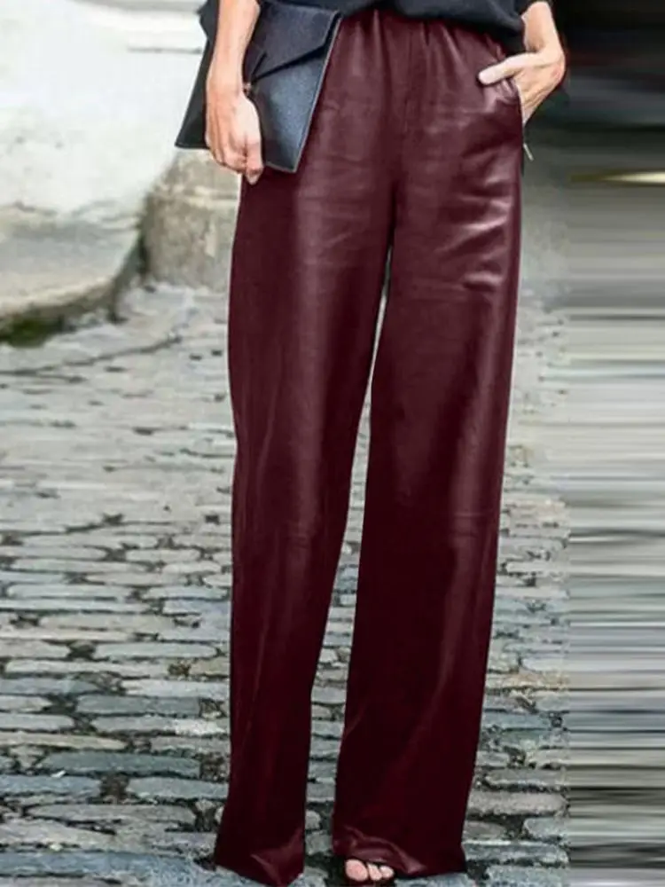 Fashion PU Leather Pants ZANZEA Autumn OL Wide Leg Trousers Women's Palazzo Femme Work Pantalon Oversized Casual Solid Bottoms
Fashion PU Leather Pants ZANZEA Autumn OL Wide Leg Trousers Women's Palazzo Femme Work Pantalon Oversized Casual Solid Bottoms