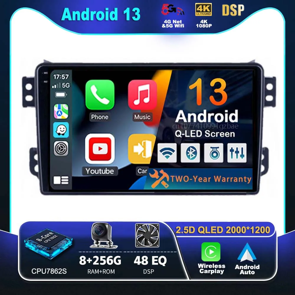 

Android 13 Carplay Auto For SUZUKI Splash Ritz OPEL Agila 2008 - 2014 Car Radio Player Multimedia stereo Navigation DSP DVD BT