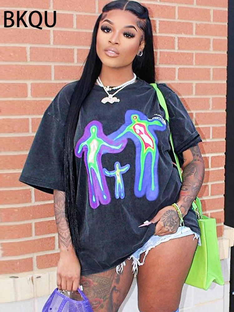 BKQU 2023 Summer O Neck Y2K Print T Shirts Women Loose Fashion High Street Short Sleeve Graphic Black Top Tee Trendy Oversized
BKQU 2023 Summer O Neck Y2K Print T Shirts Women Loose Fashion High Street Short Sleeve Graphic Black Top Tee Trendy Oversized