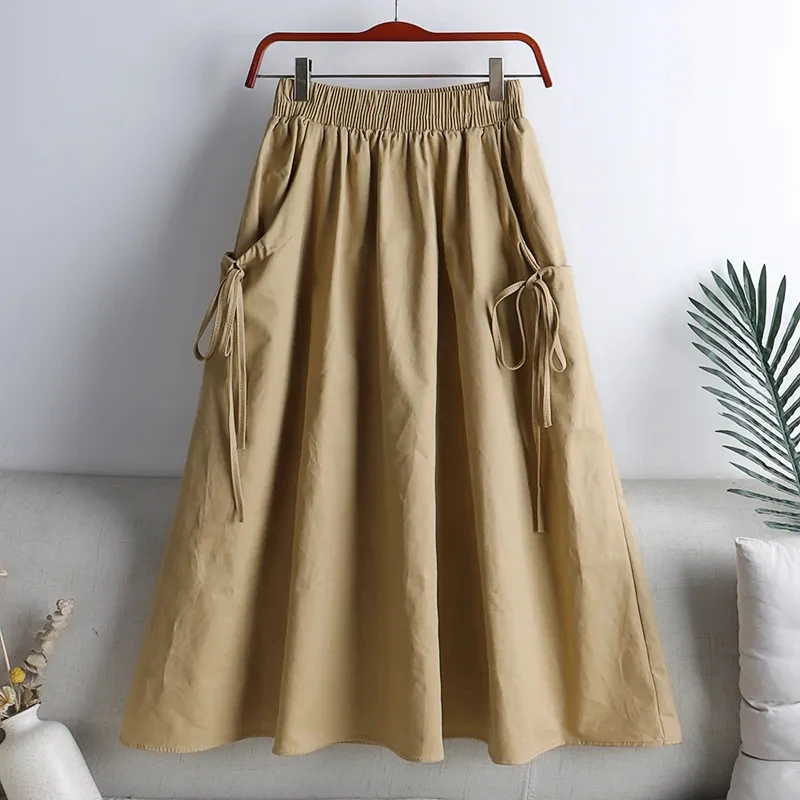 Biyaby Khaki Elastic Waist A Line Skirts Women Summer Vintage Drawstring Pocket Long Skirts Woman Solid Color Pleated Skirt
Biyaby Khaki Elastic Waist A Line Skirts Women Summer Vintage Drawstring Pocket Long Skirts Woman Solid Color Pleated Skirt