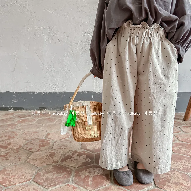 deer jonmi 2023 Spring Korean Style Baby Girls Polka Dots Printed Wide Leg Pants Toddlers Kids Casual Loose Trousers
deer jonmi 2023 Spring Korean Style Baby Girls Polka Dots Printed Wide Leg Pants Toddlers Kids Casual Loose Trousers