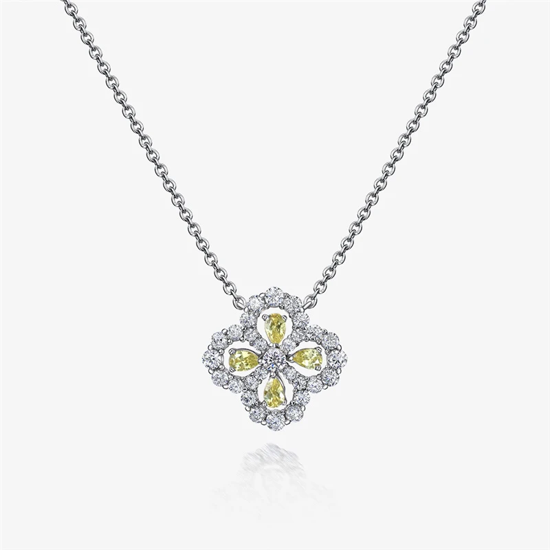 Luxury Craft Yellow Four Leaf Grass Quality Zircon Flower Jewelry Set 925 Sterling Silver Earrings Necklace Jewelry Design Women
Luxury Craft Yellow Four Leaf Grass Quality Zircon Flower Jewelry Set 925 Sterling Silver Earrings Necklace Jewelry Design Women