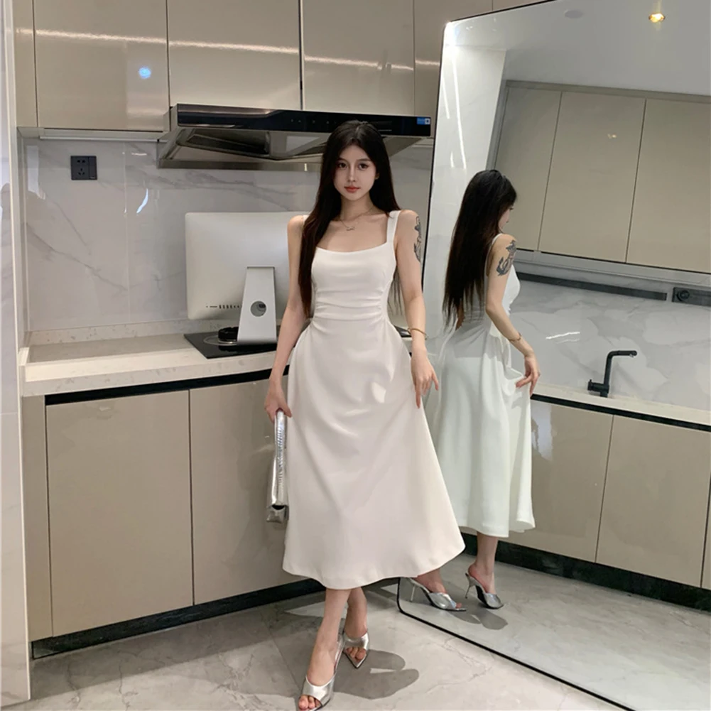 Skirts Dress Holiday Vacation High Waist Long Sleeveless Slight Stretch Solid Color Square Collar Summer Women
Skirts Dress Holiday Vacation High Waist Long Sleeveless Slight Stretch Solid Color Square Collar Summer Women