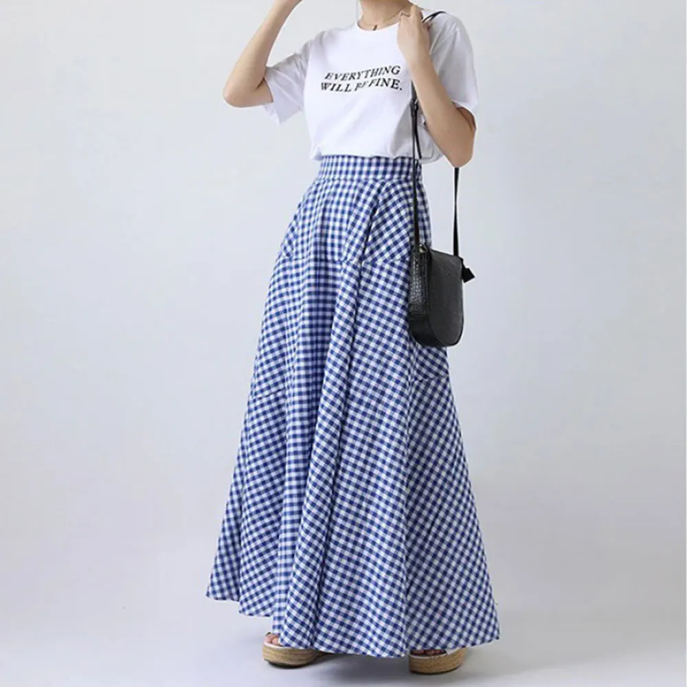 2023 Spring Summer New Women's Half Skirt Products Fashion Temperament Plaid High Waist M-XL A-Line Rubber Long Skirt Female
2023 Spring Summer New Women's Half Skirt Products Fashion Temperament Plaid High Waist M-XL A-Line Rubber Long Skirt Female