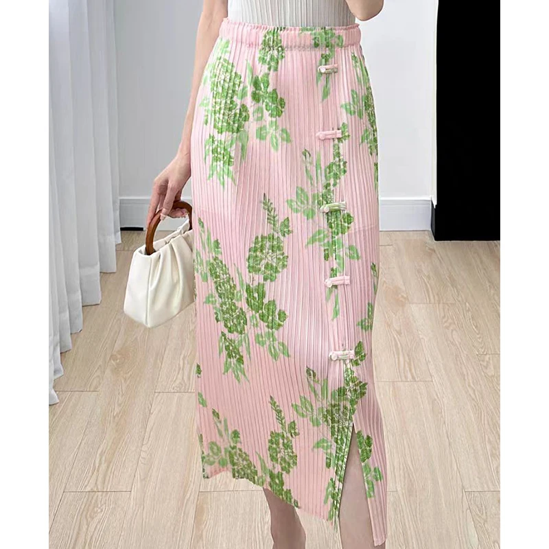 

Women's Elastic Waist Pleated Skirt Spring Autumn New High-Waisted Slim A-line Drape Mid-length Skirt Hip Package Skirt