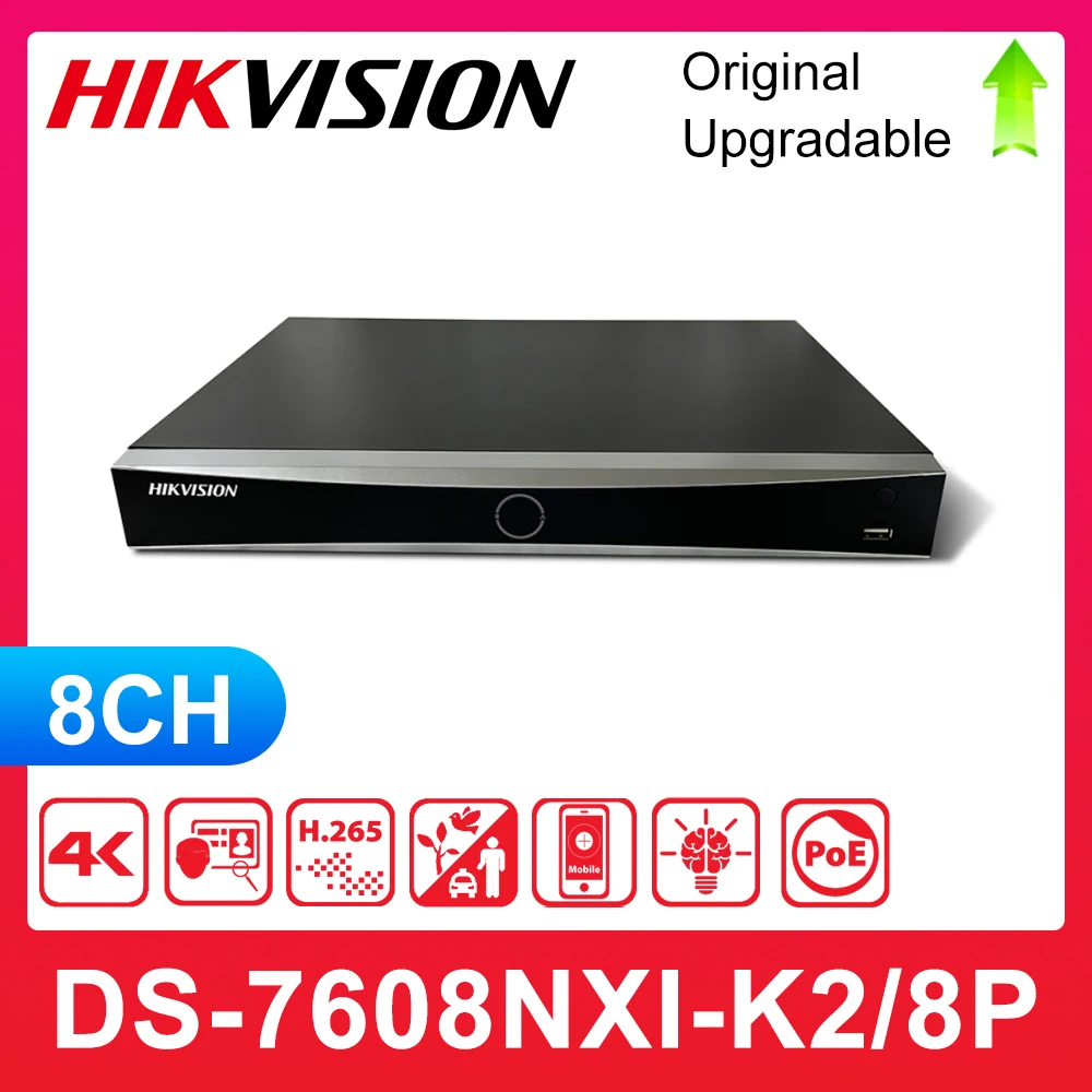 

Hikvision 4K NVR 8-CH DS-7608NXI-K2/8P 16-CH DS-7616NXI-K2/16P 8/16 POE Ports AcuSense Facial Recognition Network Video Recorder