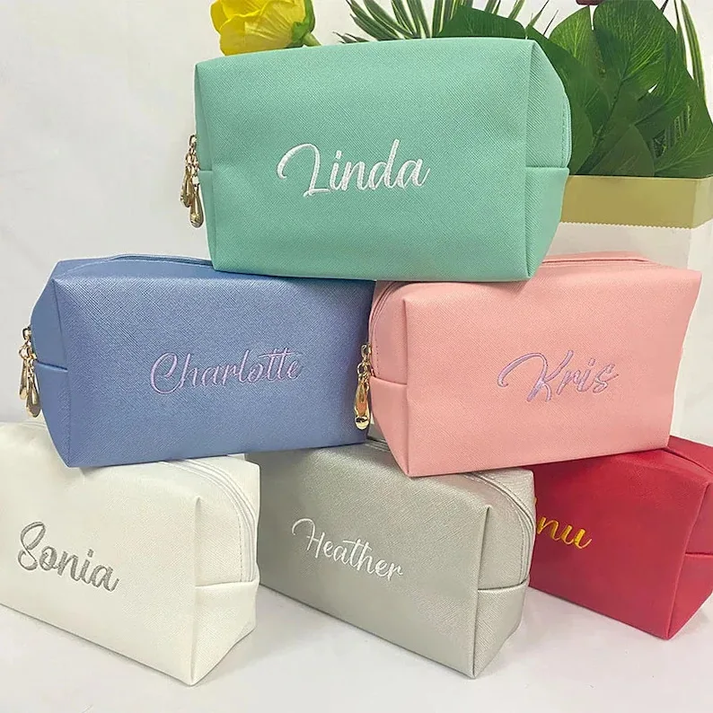 

Portable PU Embroidery Hand-held Makeup Bag for Women, Cosmetic Storage Bag, Travel Toiletry Bag, Custom Logo