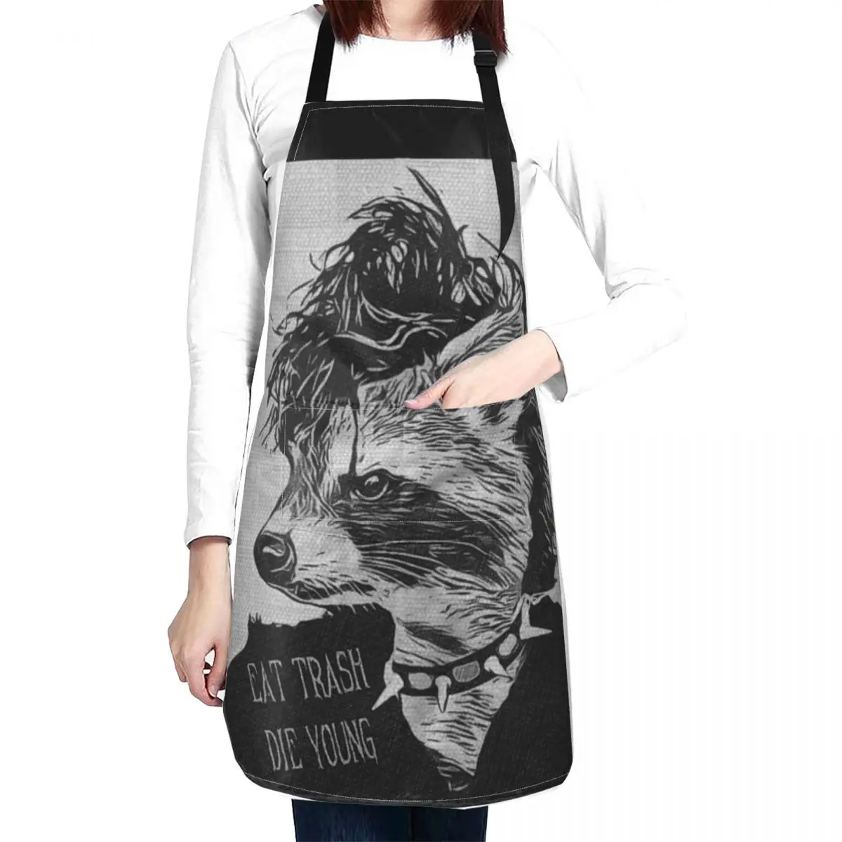 

Punk Rock Raccoon Apron Kitchen Household Items kindergarten teacher apron Things For Kitchen Household Items Useful