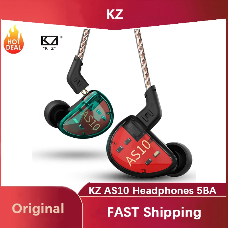 KZ AS10 Headphones 5BA Balanced Armature Driver HIFI Bass Earphones In Ear Monitor Sport Headset Noise Cancelling Earbuds 
KZ AS10 Headphones 5BA Balanced Armature Driver HIFI Bass Earphones In Ear Monitor Sport Headset Noise Cancelling Earbuds