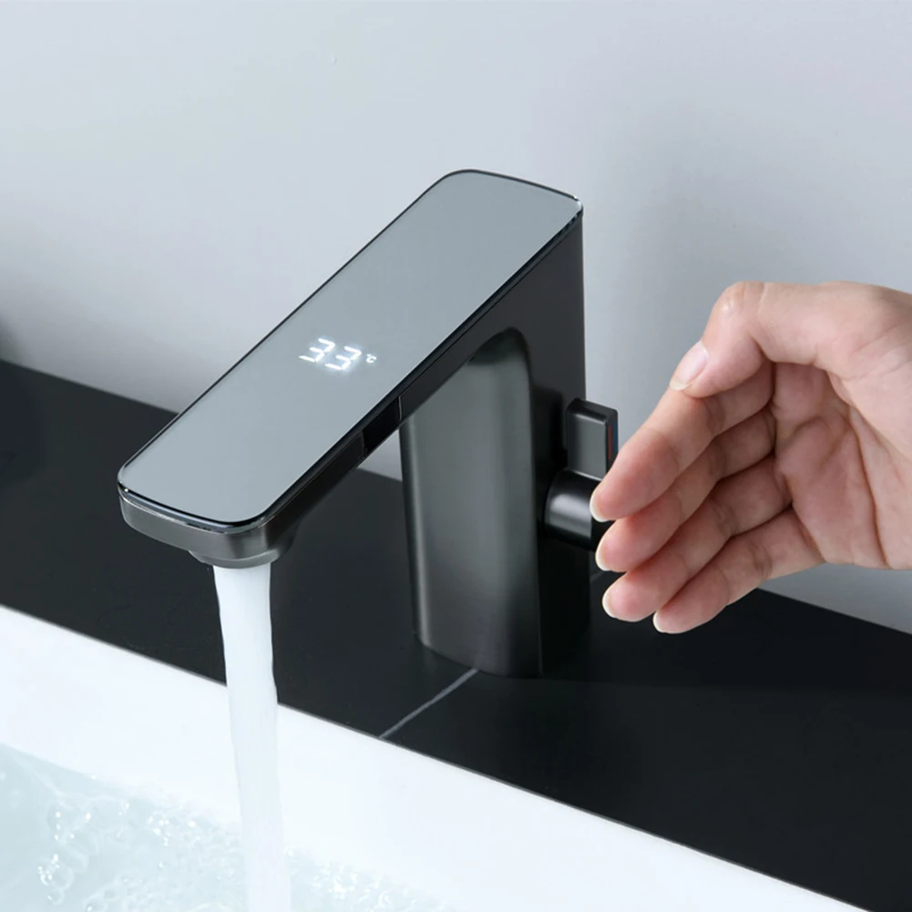 Smart Sensor Basin Faucet Digital Display Screen Hot Cold Water Mixer Tap 1 Hole Deck Mouted Bathroom Tap Home Bathroom Parts
Smart Sensor Basin Faucet Digital Display Screen Hot Cold Water Mixer Tap 1 Hole Deck Mouted Bathroom Tap Home Bathroom Parts