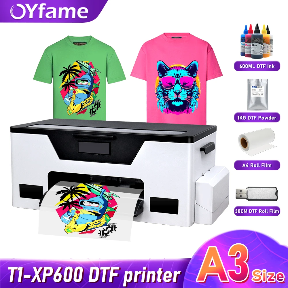 

OYfame For Epson XP600 DTF Printer a3 Directly To Film t shirt printing Machine A3 for t shirt fabric With White ink circulate