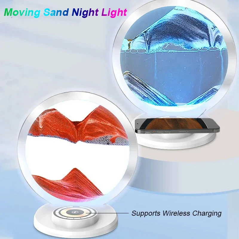 

Sandscape Moving Sand Table Lamp Quicksand Art with Lighting 3D Hourglass LED Night Light Bedside Lamps Sand Painting Home Decor