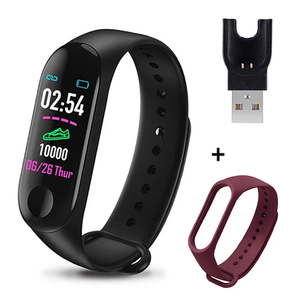 

Smart Watch M3 Plus Bluetooth-compatible Heart Rate Blood Pressure Health Wristband IP65 Waterproof Fitness Tracker Watch.