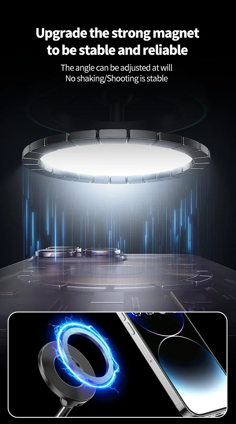 Adjustable Car Cell Phone Holder 360° Rotation Car Mount Vacuum Strong Magnetic Foldable Strong Suction Stand For Live Streaming Adjustable Car Cell Phone Holder 360° Rotation Car Mount Vacuum Strong Magnetic Foldable Strong Suction Stand For Live Streaming