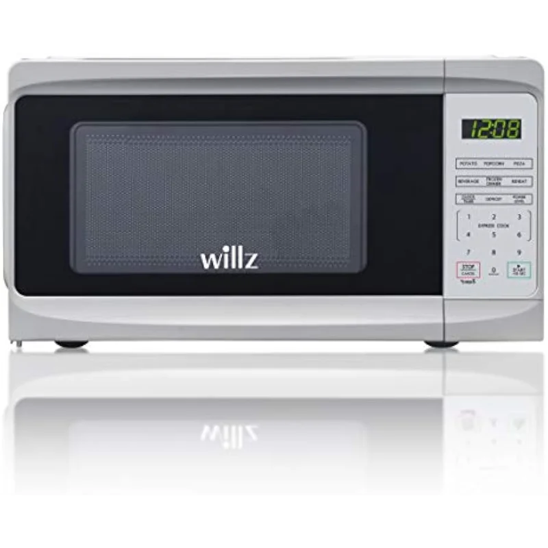

Willz Countertop Small Microwave Oven, 6 Preset Cooking Programs Interior Light LED Display 0.7 Cu.Ft 700W White WLCMD207WE-07