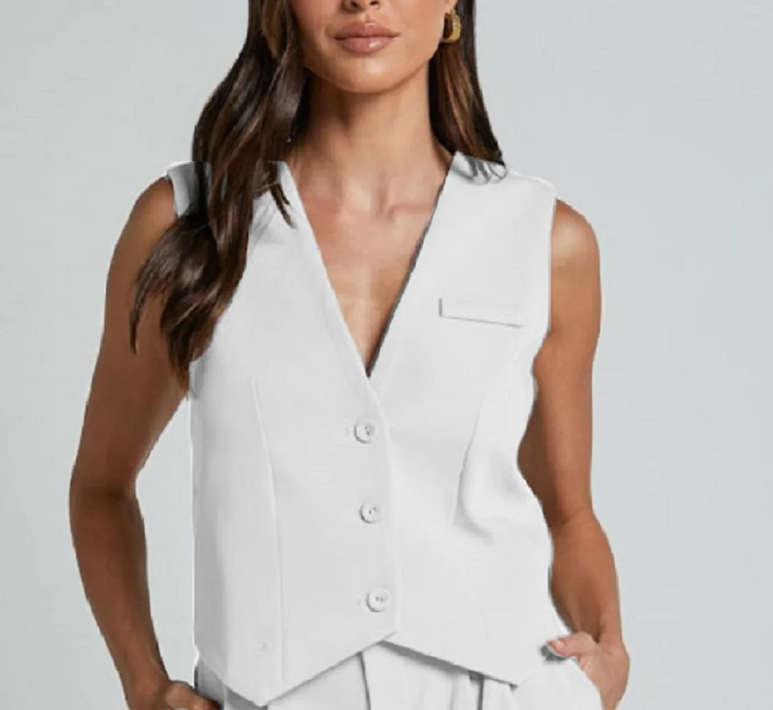 

Women's Tailored Vest Single Breasted Short Vest Single Chest V-neck Vests Working Summer Spring Suits Blazer Clothing