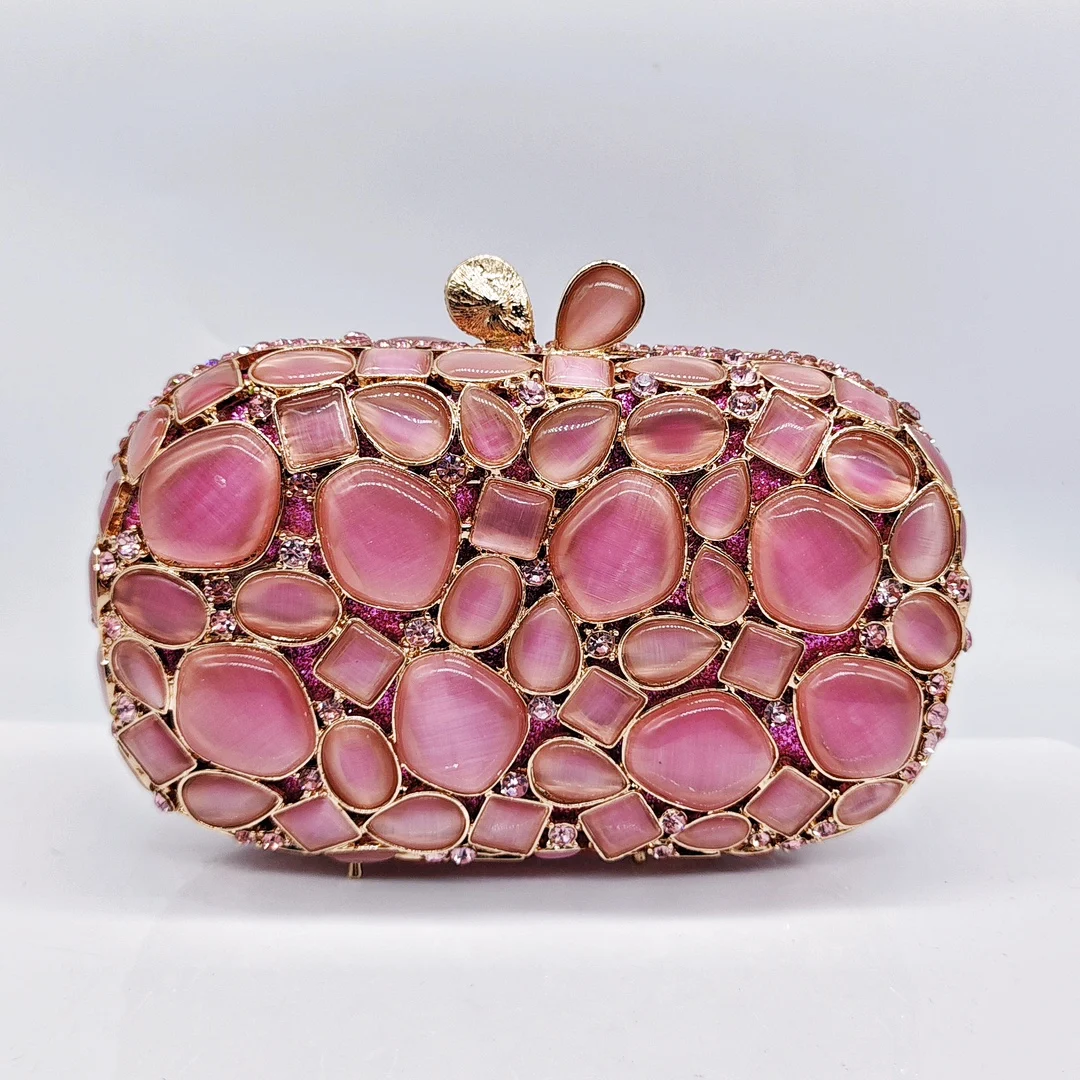 

Женская вечерняя сумка с розовым камнем, блестящие клатчи для свадебной вечеринки, свадебные официальные кошельки с кристаллами, сумки с бриллиантами, клатч