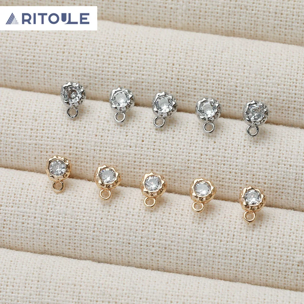 18K plated real gold color-preserving basic round knock texture single diamond earrings accessories
18K plated real gold color-preserving basic round knock texture single diamond earrings accessories