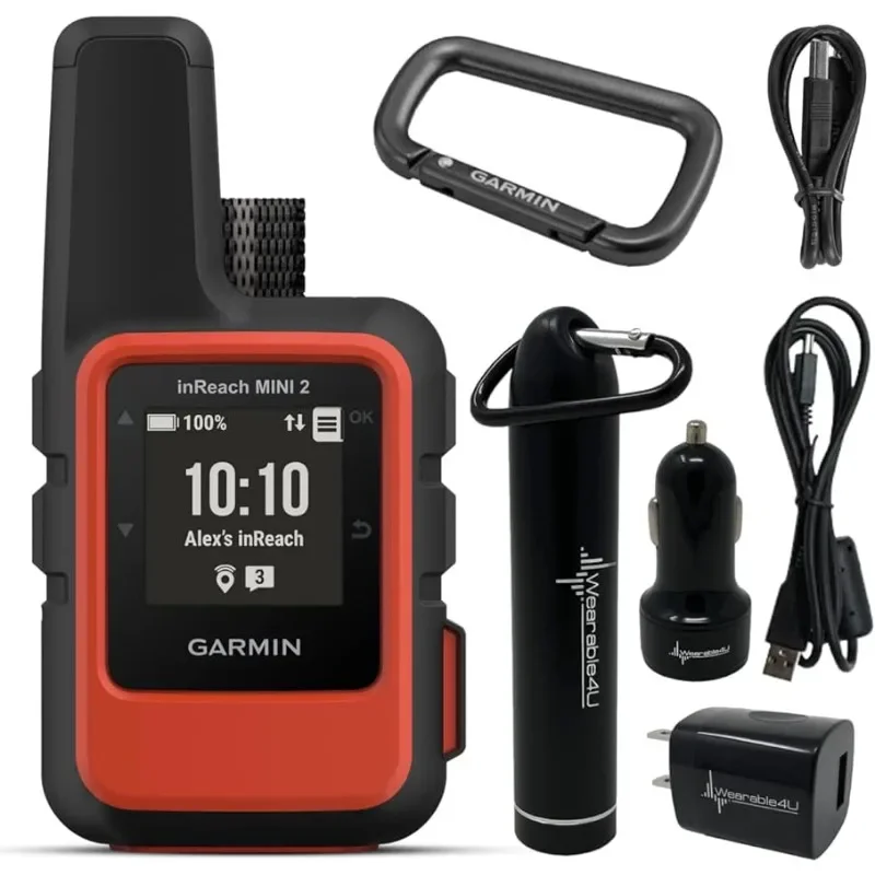 

Garmin inReach Mini 2 Satellite Communicator (Flame Red) with Wearable4U Power Pack Bundle